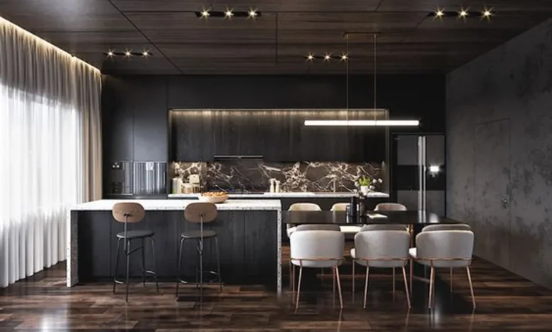 جدید ترین مدل های دکوراسیون آشپزخانه مدرن با رنگ مشکی