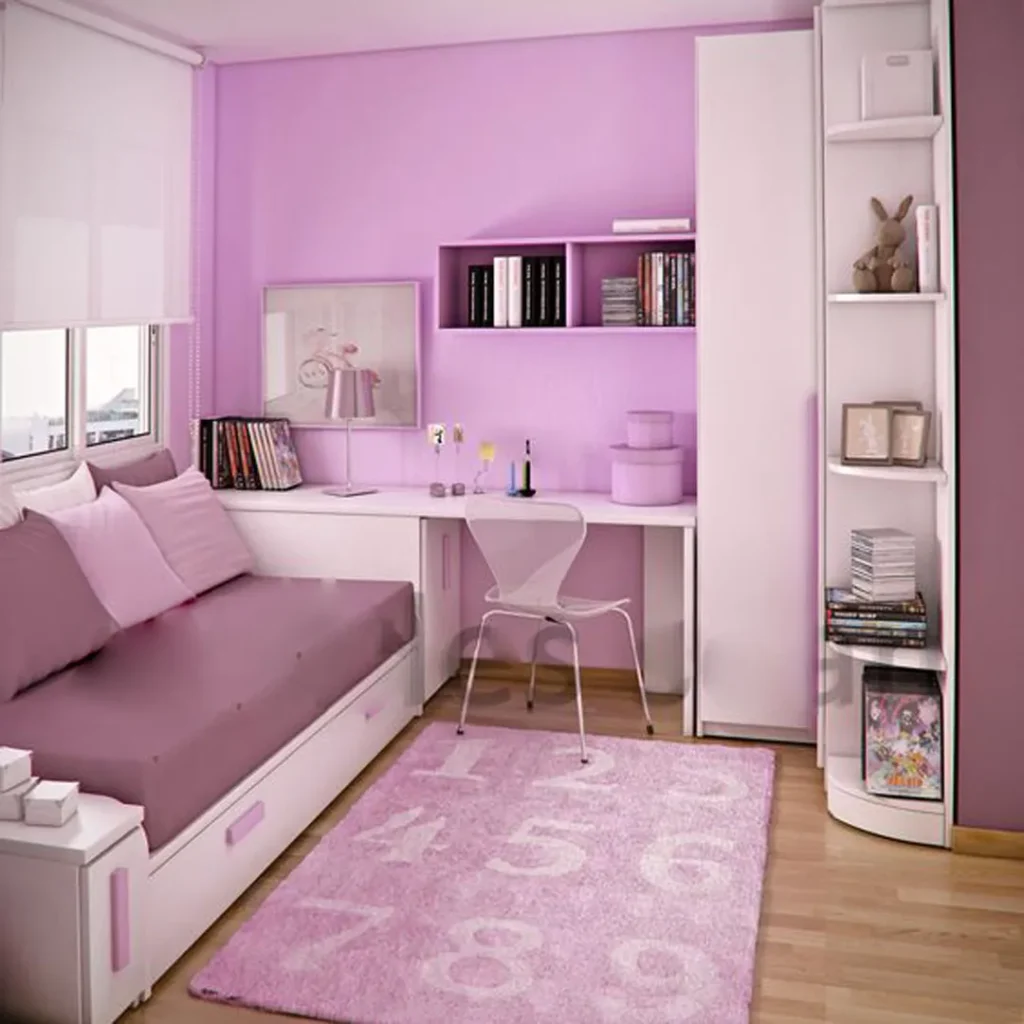 اتاق دخترانه با رنگ بنفش
