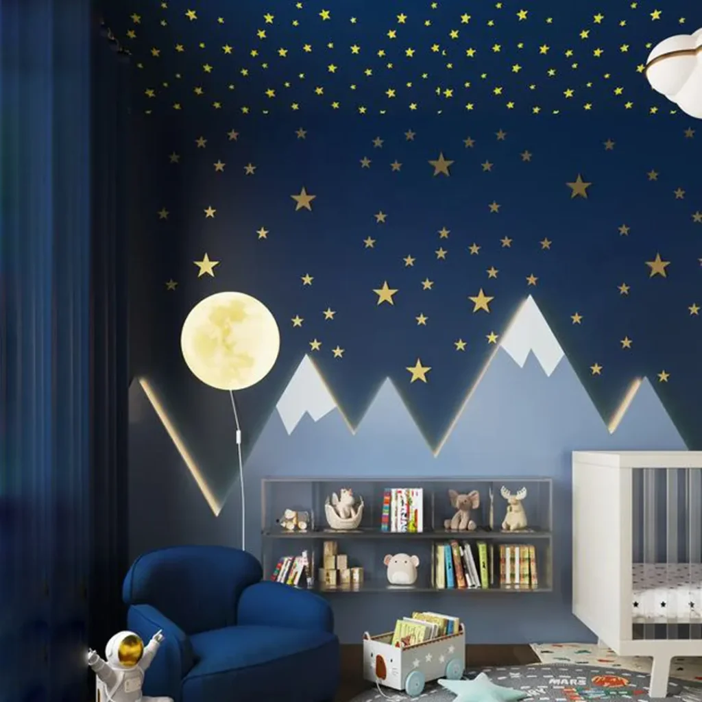 ایده های خاص تزئین اتاق کودک با نور مخفی