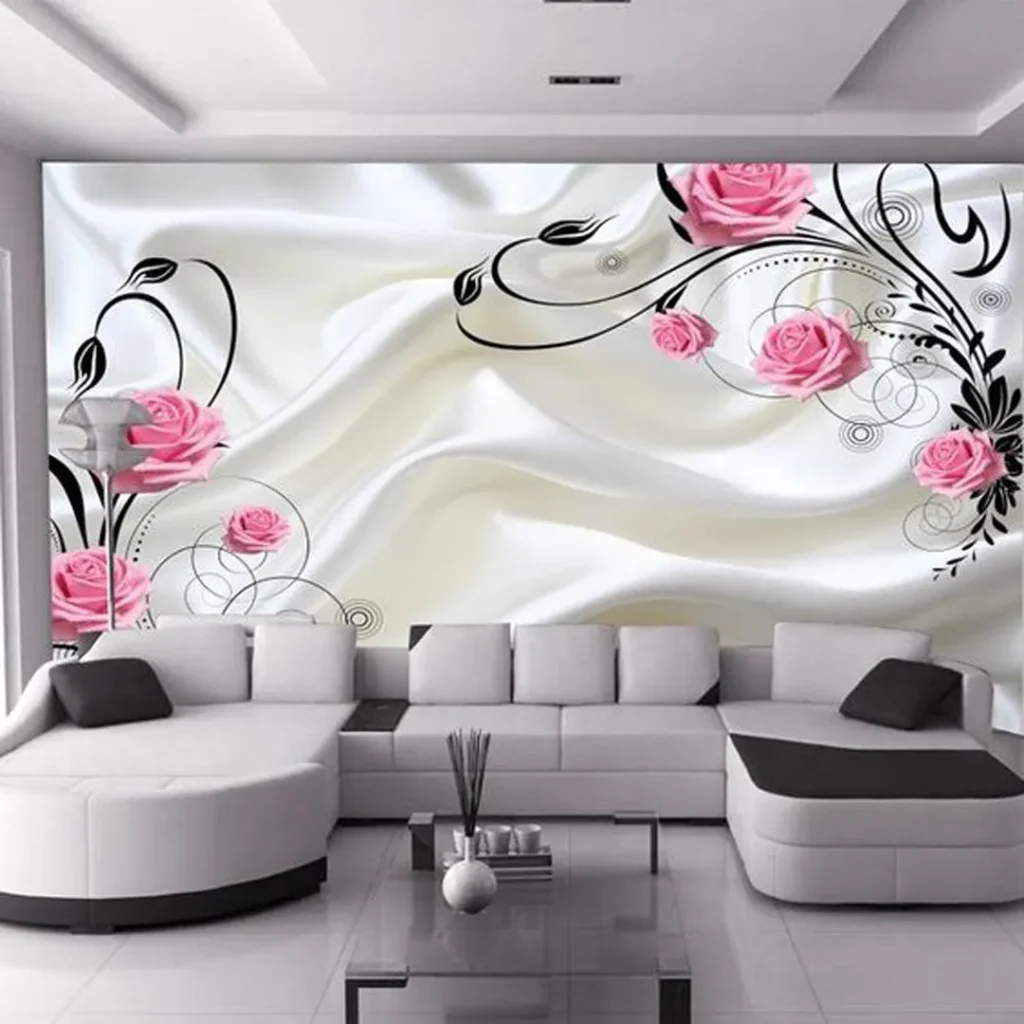 کاغذ دیواری سه بعدی با طرح گل