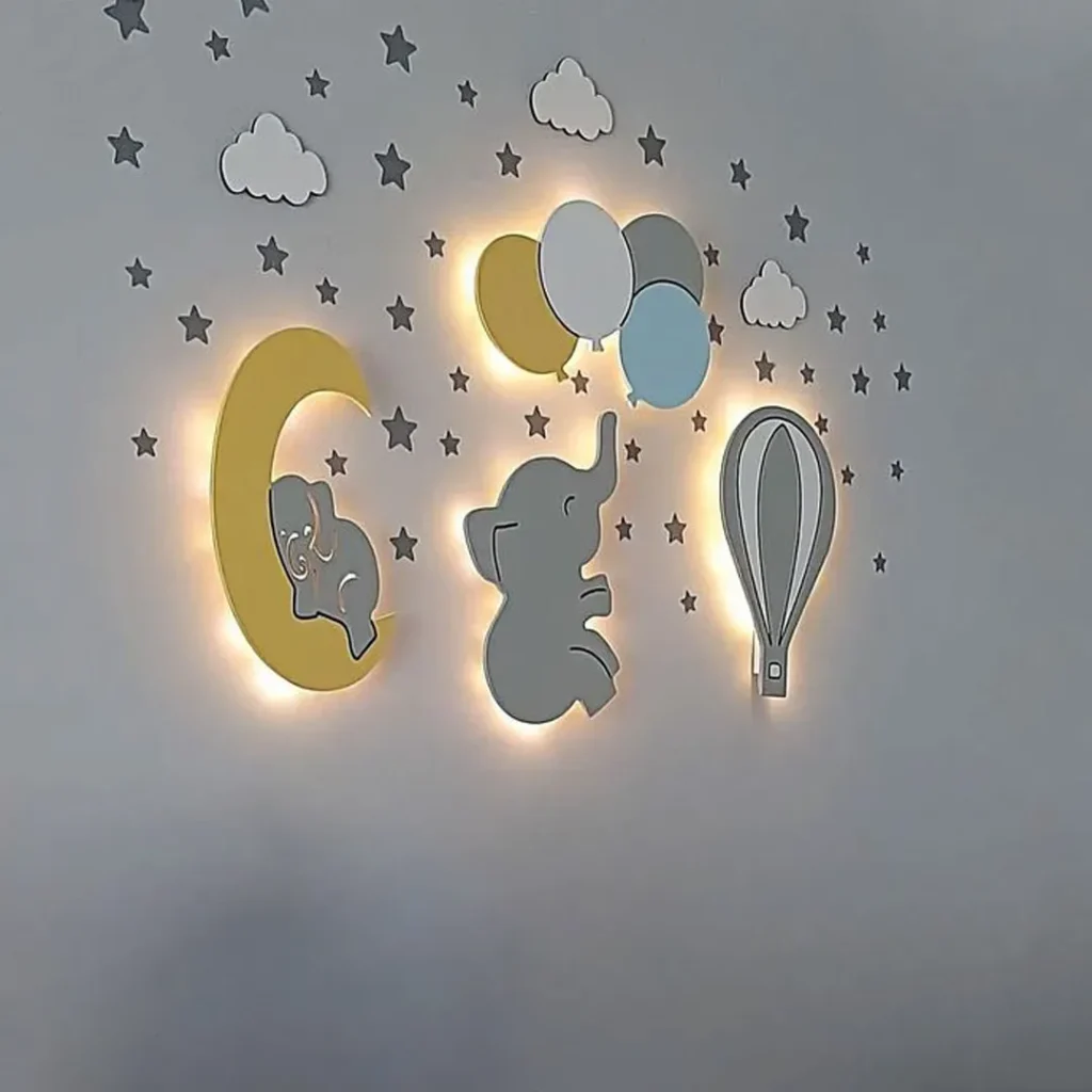 ایده های جالب تزئین اتاق کودک با نور مخفی