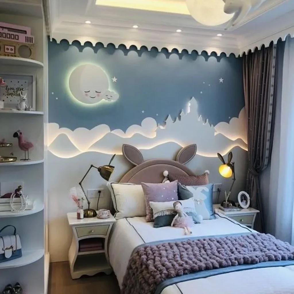 ایده های بینظیر تزئین اتاق کودک با نور مخفی