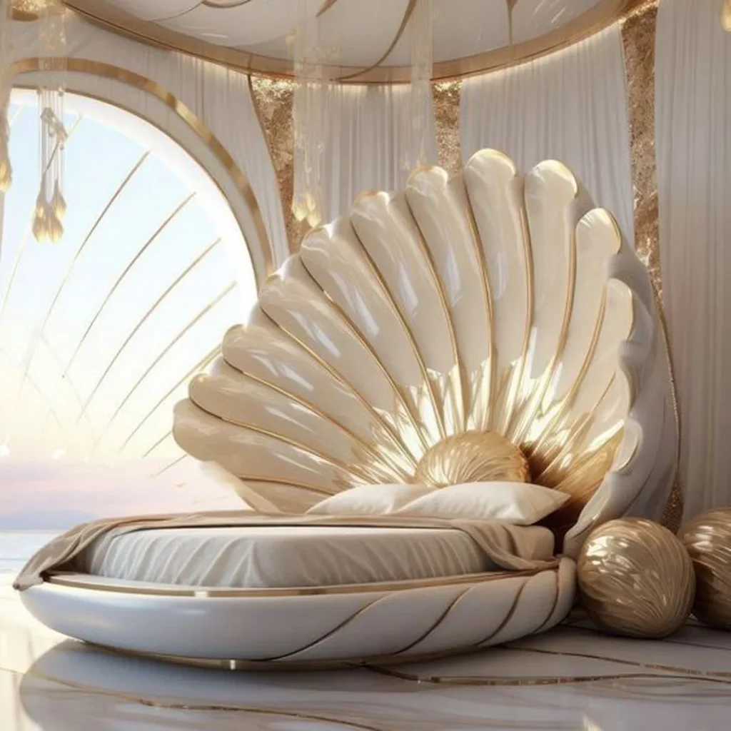 مدل تخت خواب به شکل صدف جالب