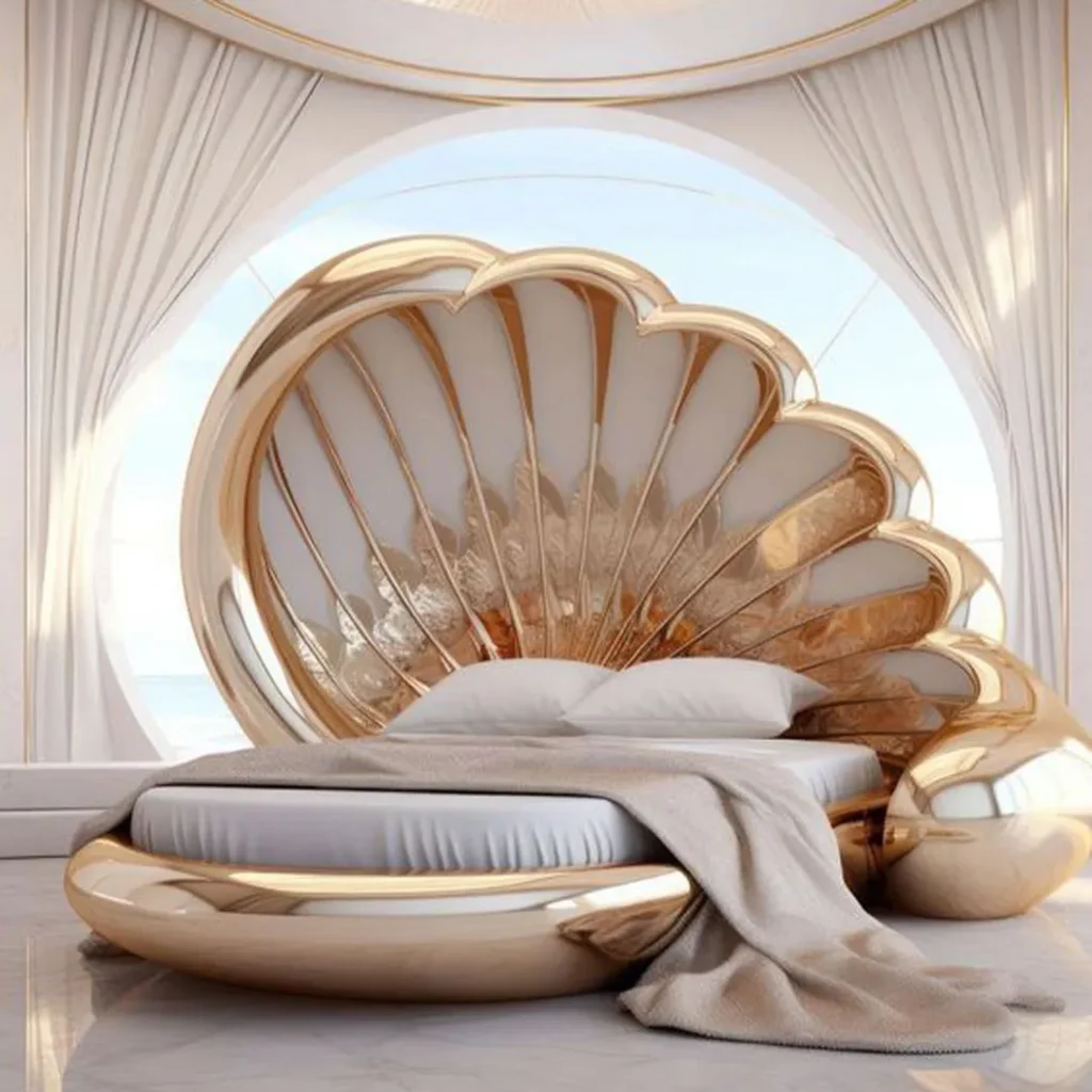 مدل تخت خواب به شکل صدف لاکچری