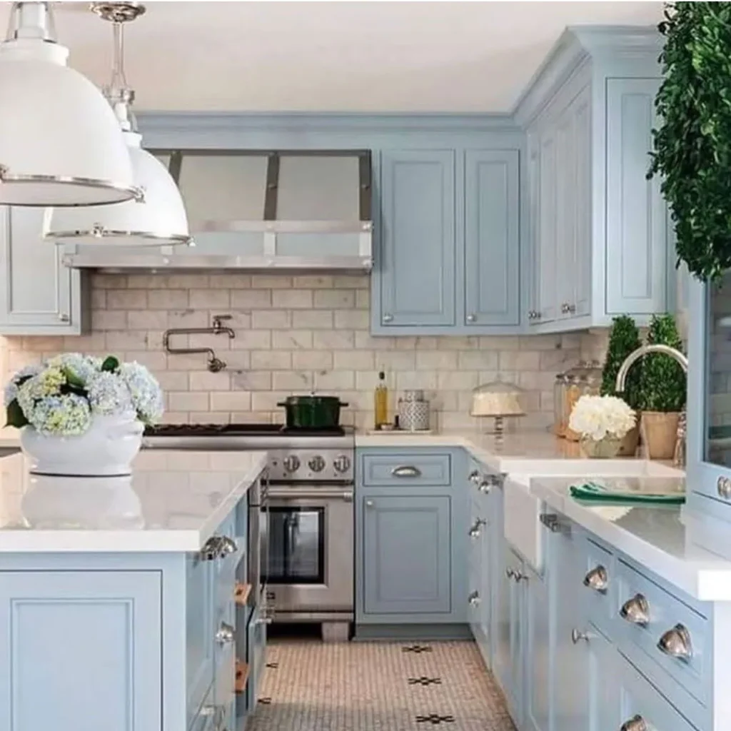 مدل کابینت آشپزخانه با رنگ آبی خاص