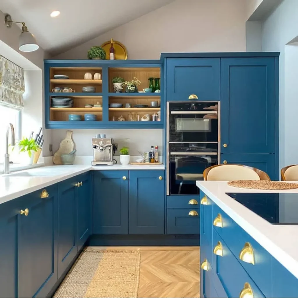 مدل کابینت آشپزخانه با رنگ آبی شیک