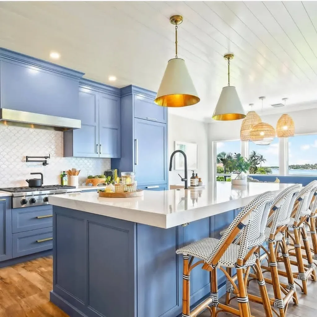 مدل کابینت آشپزخانه با رنگ آبی جدید