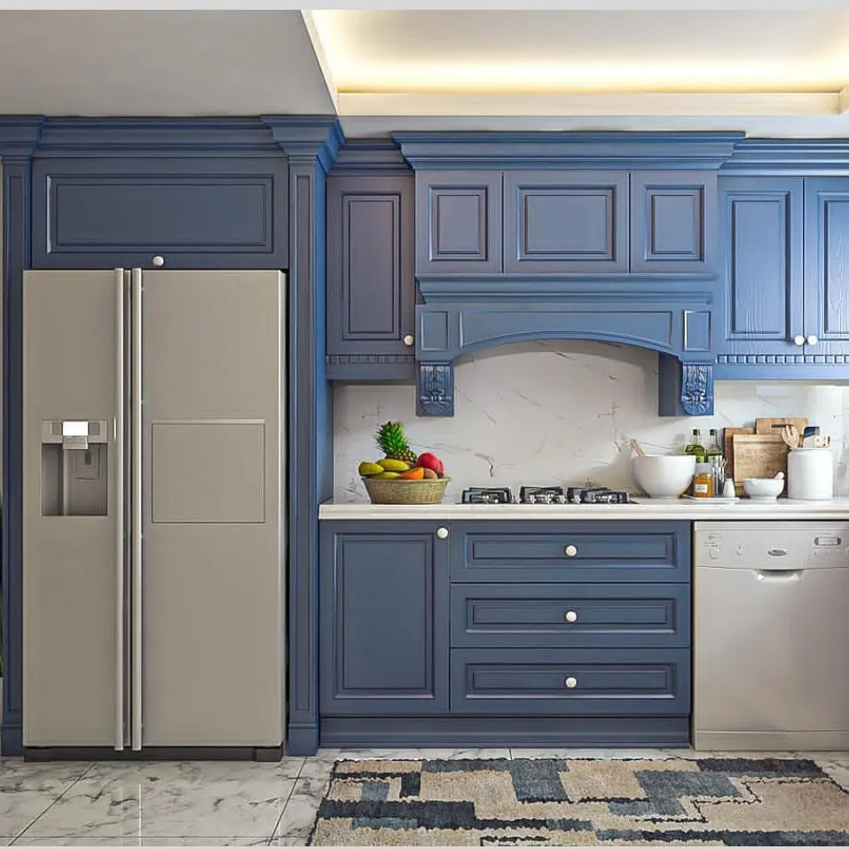 مدل کابینت آشپزخانه با رنگ آبی ترند
